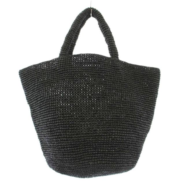 【中古】サンアルシデ Sans Arcidet かごバッグ カゴバッグ ハンドバッグ 編み込み ワンカラー 黒 ブラック