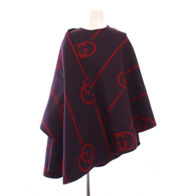 【中古】グッチ GUCCI GGウールケープ ポンチョ インターロッキングG 36 紫 569213 /KH レディース