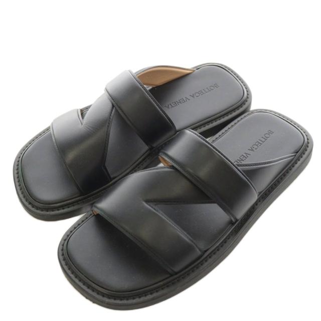 【中古】ボッテガヴェネタ BOTTEGA VENETA VBSL0 THE BAND サンダル クロスバンド レザー 41 黒 ブラック 651420