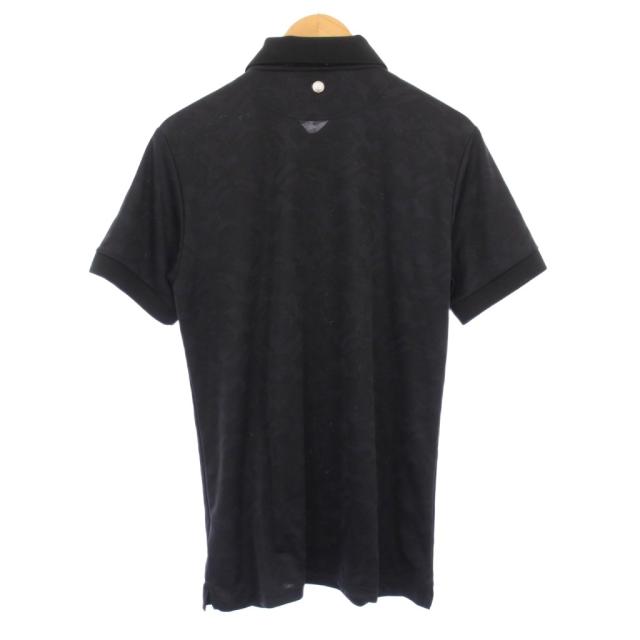 【中古】ブリーフィング ゴルフウェア ポロシャツ 半袖 レギュラーカラー ハーフボタン ストレッチ 迷彩柄 L 黒_1