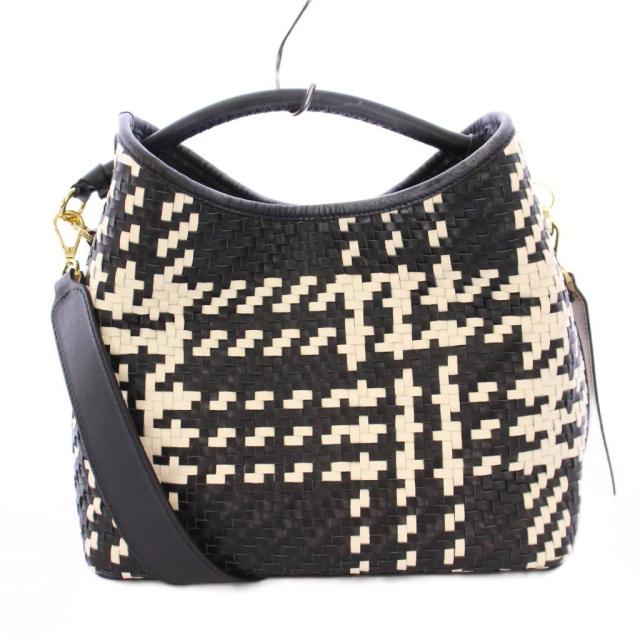 【中古】ヴェルメイユ パー イエナ ELLEME 2WAY ハンドバッグ ワンハンドル ショルダーバッグ レザー 黒 白