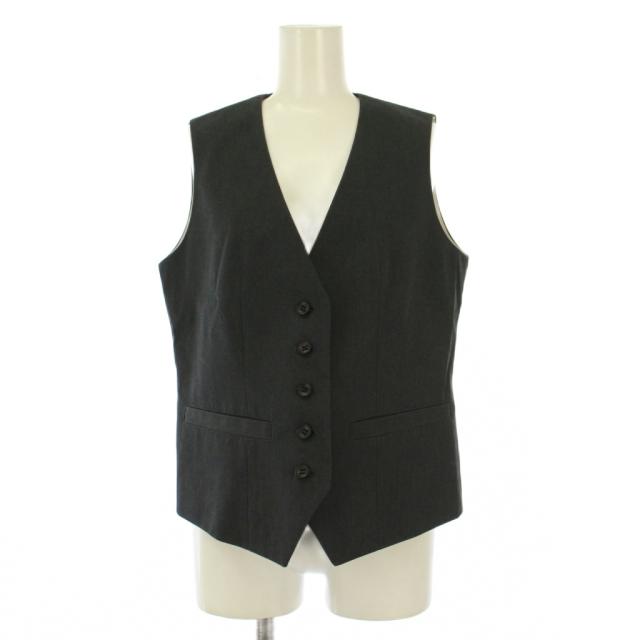 【中古】シンゾーン サマーギャバジンベスト シングル Vネック ワンカラー 無地 34 グレー 25MMSJK02