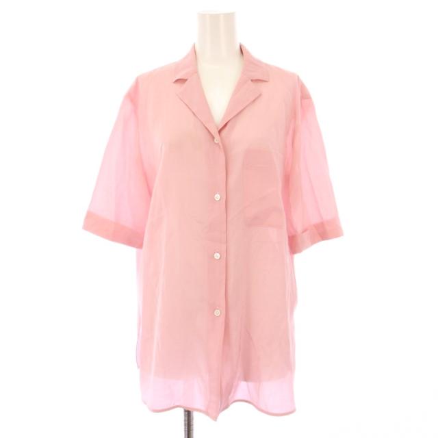 【中古】セオリーリュクス 24SS CLINTZ GIGLI オープンカラーシャツ ブラウス 半袖 無地 ワンカラー 38 ピンク