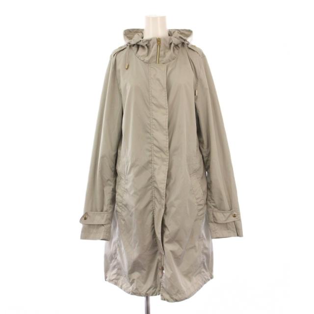 【中古】ヘルノ HERNO スプリングコート レインコート アウター ロング丈 ジップアップ フード 46 グレー GC0050D