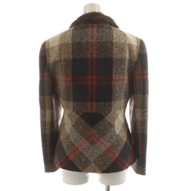 【中古】ヴァレンティノ ガラヴァーニ VALENTINO GARAVANI テーラードジャケット シングル チェック柄 6 茶 赤 中古】ヴァレンティノ ガラヴァーニ VALENTINO GARAVANI テーラード