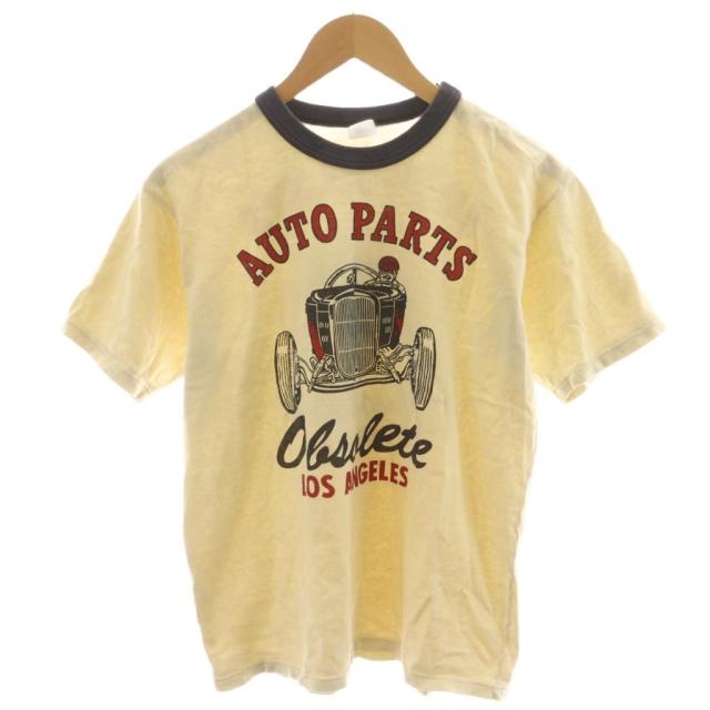 【中古】パワーウェア POWER WEAR Tシャツ カットソー 半袖 ロゴ プリント 車 M アイボリー /AN23 メンズ