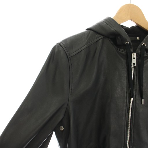 【中古】コーチ フーディッドレザー レザージャケット フード ジップアップ ラムレザー XS 黒 888-262-6224 メンズ 中古】コーチ フーディッドレザー レザージャケット フード ジップ