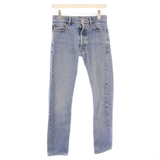 【中古】バレンシアガ BALENCIAGA デニムパンツ ジーンズ ボタンフライ ロゴパッチ 29 水色 ライトブルー