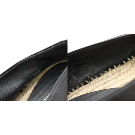 中古】セリーヌ CELINE エスパドリーユ フラットシューズ レザー 35 黒