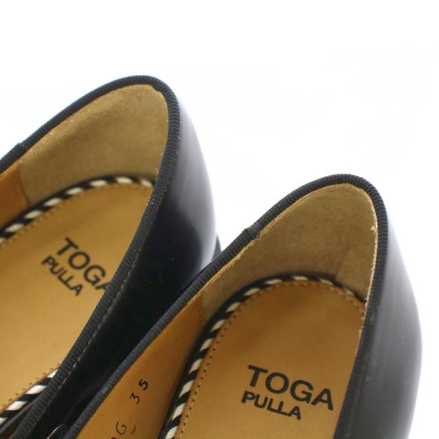 【中古】トーガ プルラ ブラックポリッド パンプス ラウンドトゥ ローヒール レザー スタッズ 装飾 35 黒 ブラック 中古】トーガ プルラ ブラックポリッド パンプス ラウンドトゥ