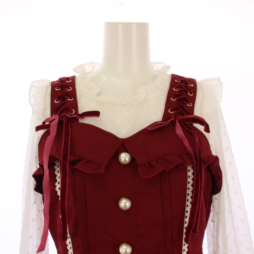 中古】リズリサ LIZ LISA ワンピース ひざ丈 長袖 ブラウスドッキング