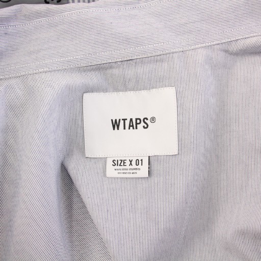 【中古】ダブルタップス 24SS BD 01 /LS / CTPL. BROADCLOTH. ボタンダウンシャツ 長袖 ストライプ ロゴ 1 グレー_2