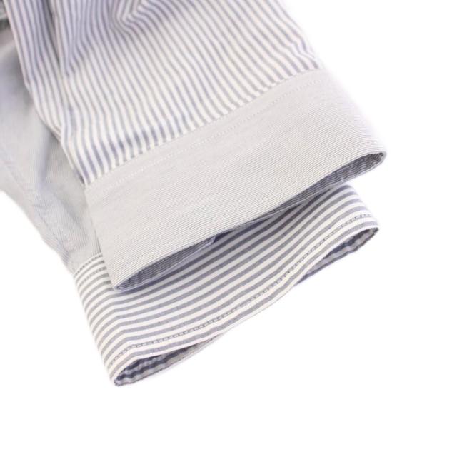 【中古】ダブルタップス 24SS BD 01 /LS / CTPL. BROADCLOTH. ボタンダウンシャツ 長袖 ストライプ ロゴ 1 グレー_7