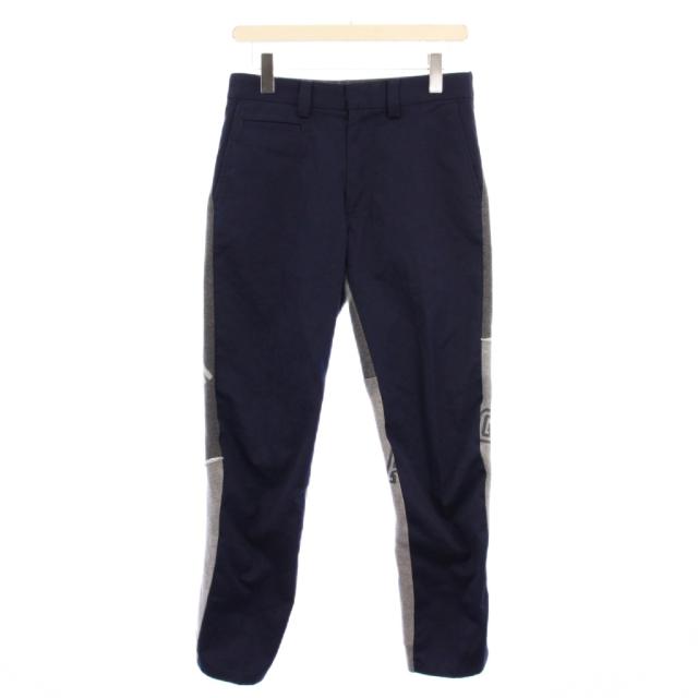 【中古】アンダーカバー UNDERCOVER PAPER DOLL期 スラックス ジップフライ スウェット 切替 ロゴ 2 紺 グレー