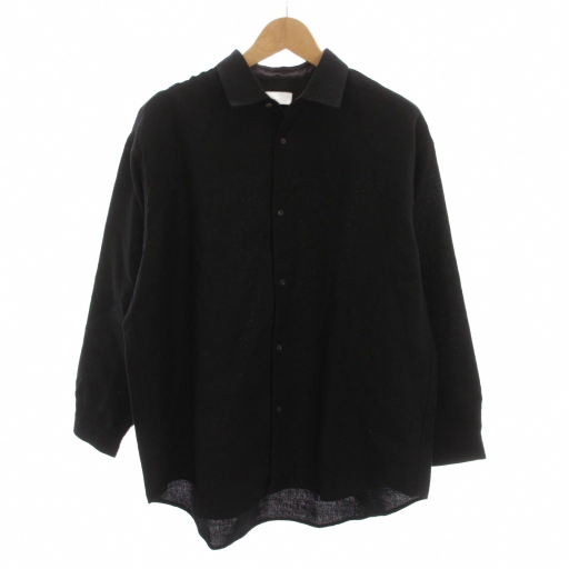 Phlannel フランネル カジュアルシャツ メンズ 【古着】【中古】 中古】フランネル PHLANNEL シャツ 長袖 リネン混 ウール混 2 黒