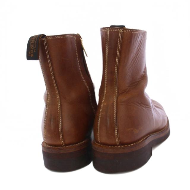 【中古】ローリングダブトリオ ROLLING DUB TRIO キャスパー サイドジップ レザーショートブーツ 7 茶 /KH メンズ 中古】ローリングダブトリオ ROLLING DUB TRIO キャスパー サイド