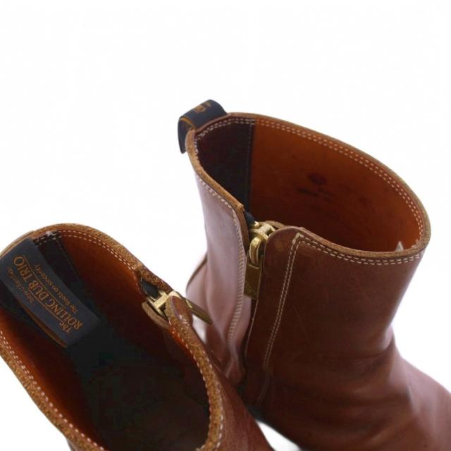【中古】ローリングダブトリオ ROLLING DUB TRIO キャスパー サイドジップ レザーショートブーツ 7 茶 /KH メンズ 中古】ローリングダブトリオ ROLLING DUB TRIO キャスパー サイド