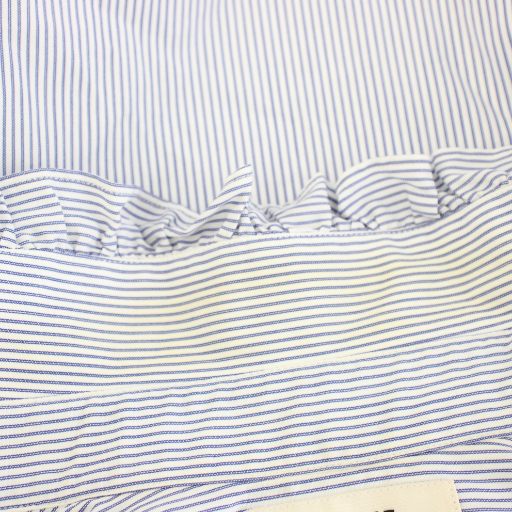 【中古】セリーヌ CELINE エディ期 シャツ ブラウス 長袖 フリル ストライプ柄 34 青 白 2C212869G レディース