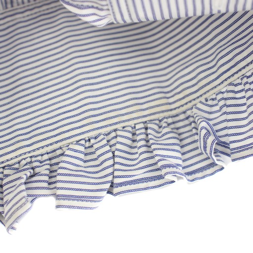 【中古】セリーヌ CELINE エディ期 シャツ ブラウス 長袖 フリル ストライプ柄 34 青 白 2C212869G レディース