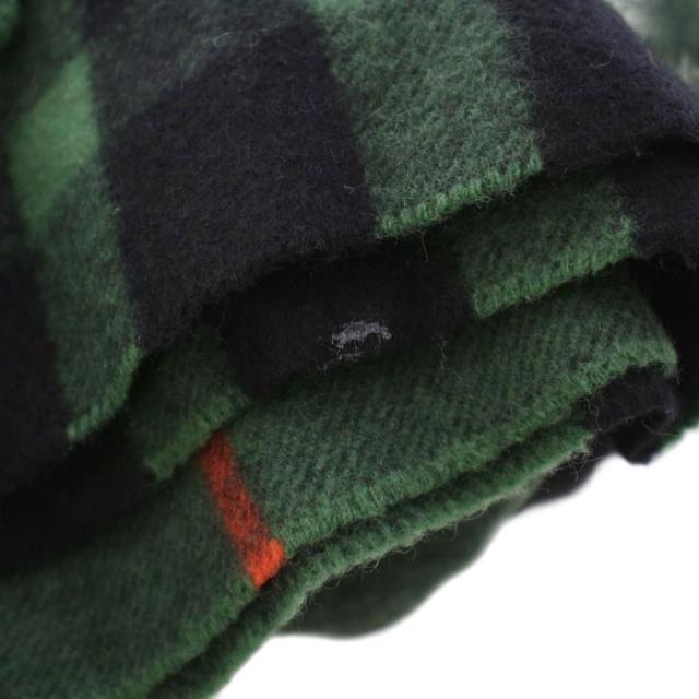 【中古】ジョンストンズオブエルガン drawer別注 大判ストール マフラー フリンジ カシミヤ チェック柄 緑 黒 中古】ジョンストンズオブエルガン drawer別注 大判ストール マフラー