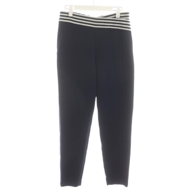 【中古】ボーダーズアットバルコニー 21SS 定番TAPERED PANTS テーパードパンツ イージーパンツ 38 紺 白