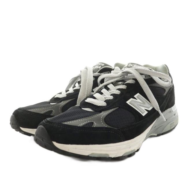 【中古】ニューバランス NEW BALANCE MR993BK スニーカー シューズ US9.5 27.5cm 黒 ブラック 白 ホワイト
