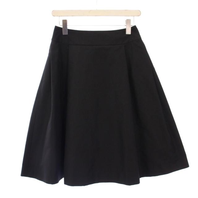 【中古】フォクシー FOXEY フレアスカート ひざ丈 無地 ワンカラー シルク 38 黒 ブラック /BB レディース