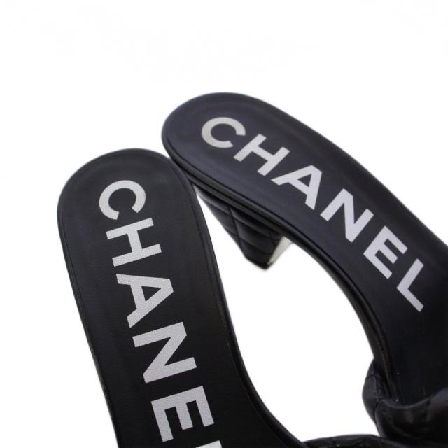 【中古】シャネル CHANEL ココマーク マトラッセ サンダル ミュール レザー 35.5C 黒 G38820 /KH レディース