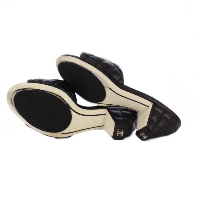 【中古】シャネル CHANEL ココマーク マトラッセ サンダル ミュール レザー 35.5C 黒 G38820 /KH レディース