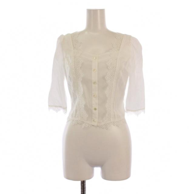 【中古】未使用品 デイシー deicy セットアップ 上下 ブラウス シャツ 五分袖 フレアスカート F 0 白 レディース