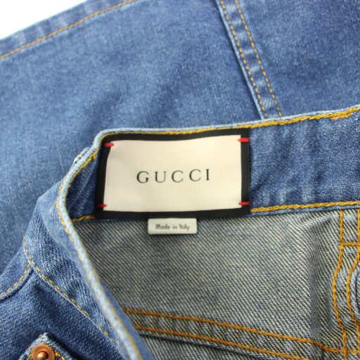 【中古】未使用品 グッチ GUCCI フラワー刺繍 デニムスカート 台形 ミニ 38 青 456973 /KH レディース_2