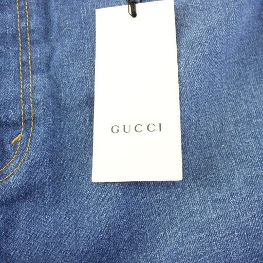 【中古】未使用品 グッチ GUCCI フラワー刺繍 デニムスカート 台形 ミニ 38 青 456973 /KH レディース_6