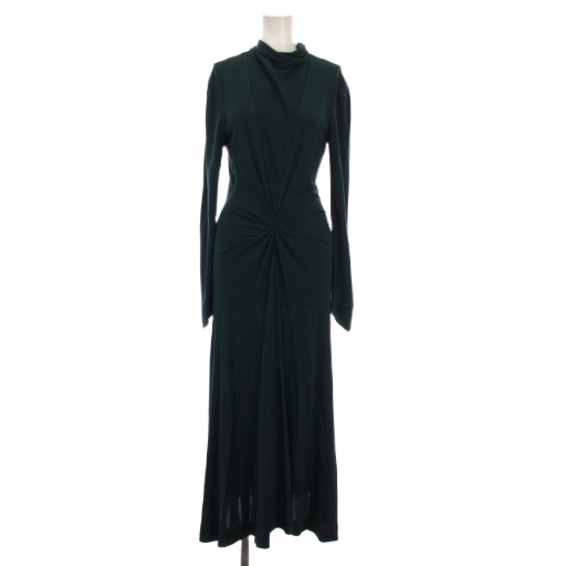 【中古】未使用品 フミカ ウチダ FUMIKA_UCHIDA ロングワンピース マキシ丈 長袖 34 緑 ダークグリーン FU-I-0P001