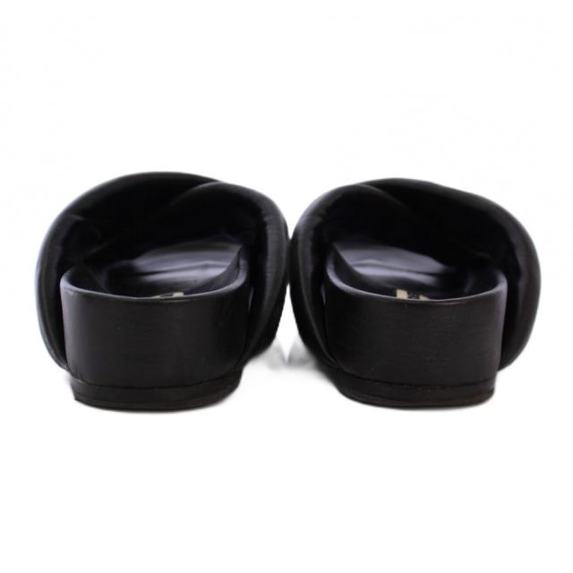 【中古】ジルサンダー JIL SANDER クロスストラップ レザー サンダル ミュール シューズ 25.5cm 黒 レディース