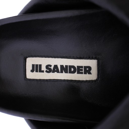 【中古】ジルサンダー JIL SANDER クロスストラップ レザー サンダル ミュール シューズ 25.5cm 黒 レディース