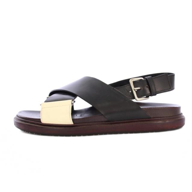 【中古】マルニ MARNI FUSSBETT サンダル レザー ストラップ ベルト 40 黒 茶 /TK レディース_1