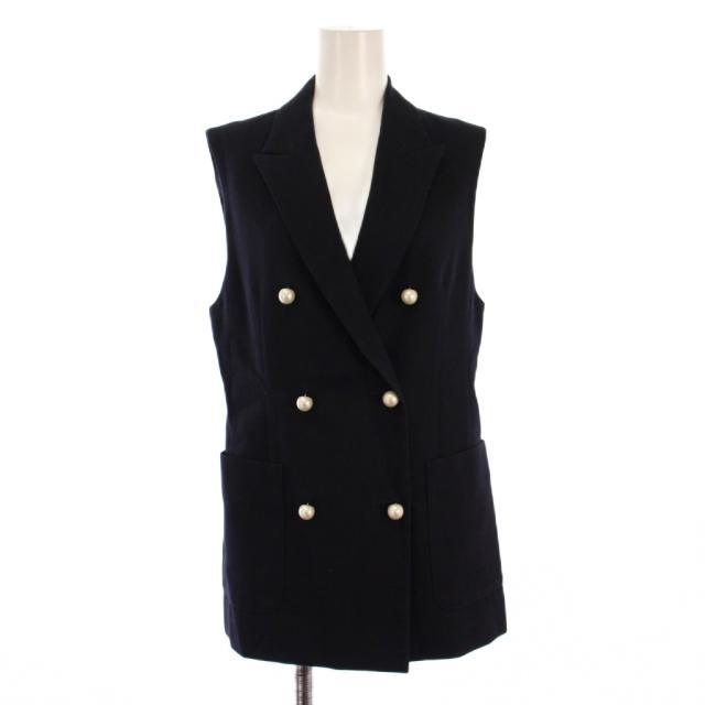 【中古】アナイ ANAYI 23SS リネンブライトクロステーラードジレ ベスト ジャケット 36 ブラック レディース