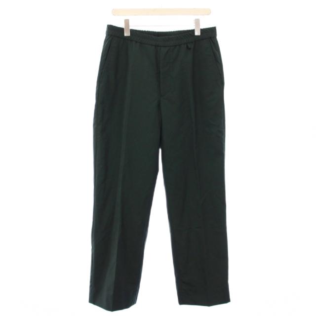 【中古】イグレティーク Wide ウール ポプリン インドローコード シャーリング ワイドパンツ イージー M 緑 メンズ