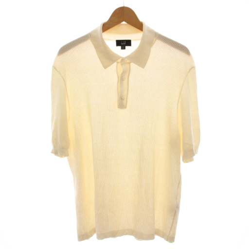 【中古】ダンヒル dunhill ニット ポロシャツ 半袖 シルク混 2XL アイボリー 白 /YM メンズ