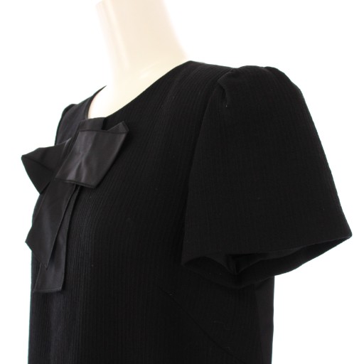 中古】フォクシー ワンピース ひざ丈 半袖 クルーネック ニット 切替