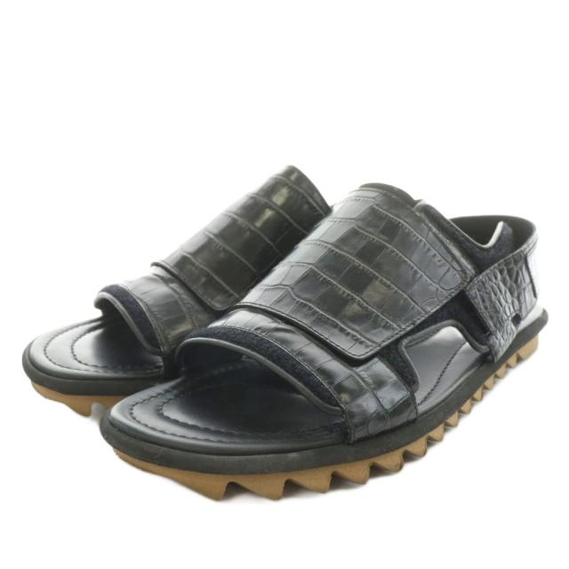 【中古】ドリスヴァンノッテン DRIES VAN NOTEN サンダル バックストラップ クロコ型押し レザー 43 黒