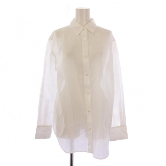 【中古】未使用品 セオリー Sheer Shirting BF Shirt シアーシャツ ブラウス 長袖 レギュラーカラー シースルー 白