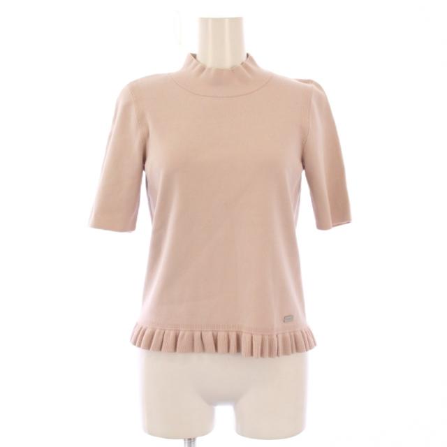 【中古】フォクシー Knit Top Romy ニットトップロミー 半袖 ハイネック ストレッチ ワンポイント ピンク 45016