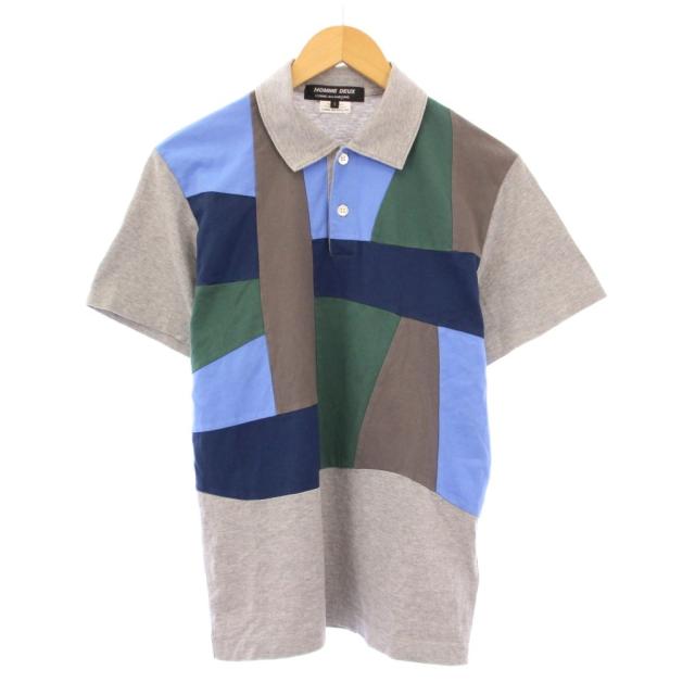 【中古】コムデギャルソンオムドゥ AD2020 ポロシャツ 半袖 レギュラーカラー ハーフボタン スウェット S グレー