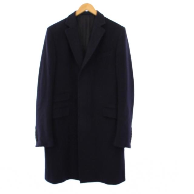 【中古】グッチ GUCCI チェスターコート アウター ロング ウール 50R ネイビー 439365 /KH メンズ