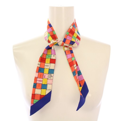 【中古】エルメス HERMES ツイリー ボルデュック スカーフ シルク マルチカラー /BB ■OH レディース
