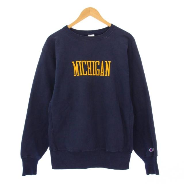 【中古】チャンピオン CHAMPION 90s リバースウィーブ トリコタグ スウェット トレーナー 長袖 L ネイビー