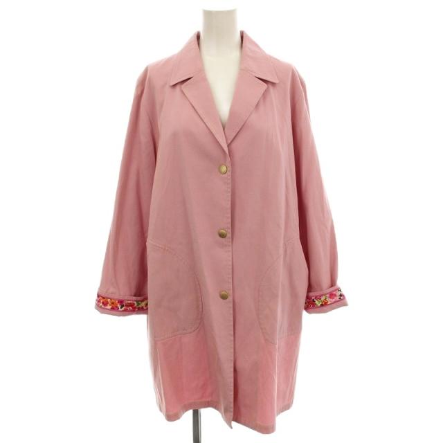 【中古】レオナール LEONARD FASHION チェスターコート スプリングコート 40 ピンク 0338453 /☆G レディース