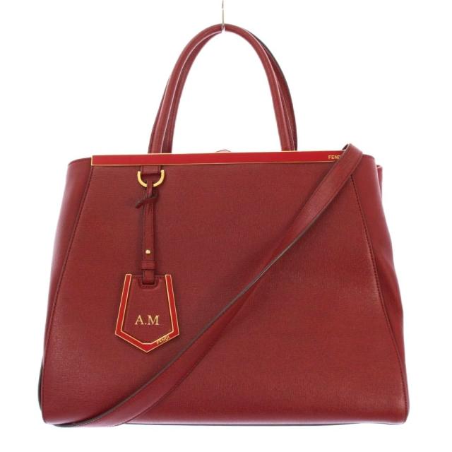 【中古】フェンディ FENDI 2JOURS トゥージュール 2WAY ハンドバッグ ショルダーバッグ レザー ロゴチャーム 赤