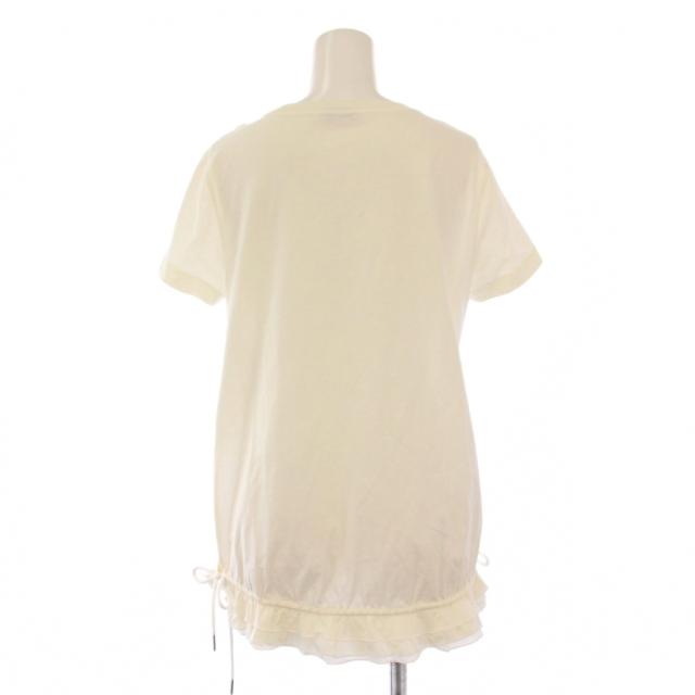 【中古】モンクレール T-SHIRT GIROCOLLO Tシャツ 半袖 クルーネック ストレッチ フリル 切替 ロゴ XS アイボリー_2